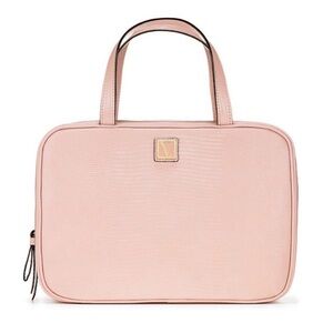 Victoria’s Secret Blush Pink Makeup Toiletries Bag Embossed Lizard Textured NEW